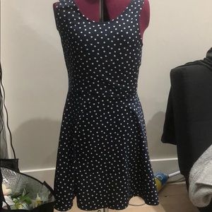 Navy poldadot skater dress